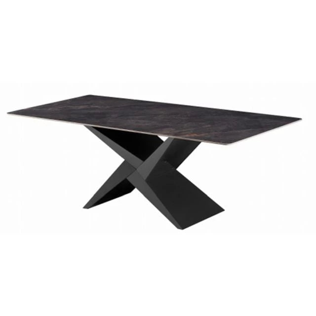 Modern Fém-Kerámia Asztal – 180x90x75 cm, Fekete