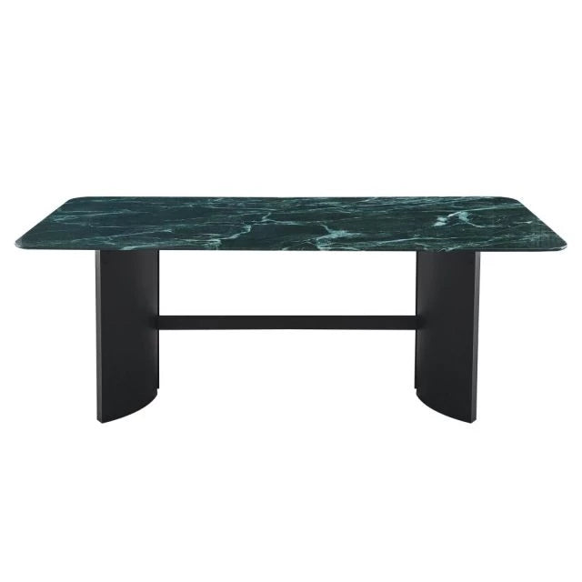 Fekete Üvegasztal – Modern Étkezőasztal, 200x100x76 cm, Fém Lábbal