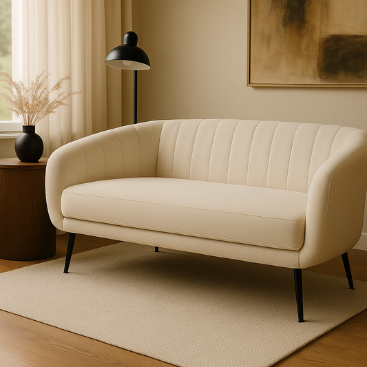 Stílusos fehér kanapé fém lábakkal