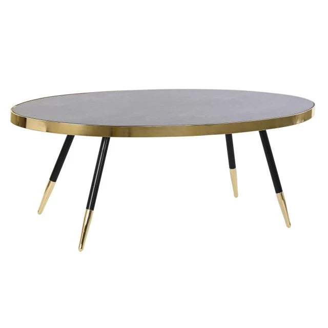 Luxus Arany és Fekete Acél-Üveg Dohányzóasztal (110x50x41,5 cm)
