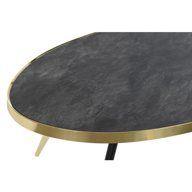 Luxus Arany és Fekete Acél-Üveg Dohányzóasztal (110x50x41,5 cm)