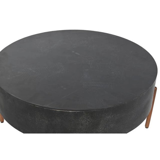 Fekete és Bronz Dohányzóasztal "90x90x45 cm