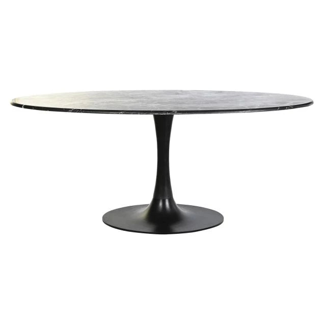 Luxus Fém-Márvány Asztal – 180x100x76 cm, Fekete