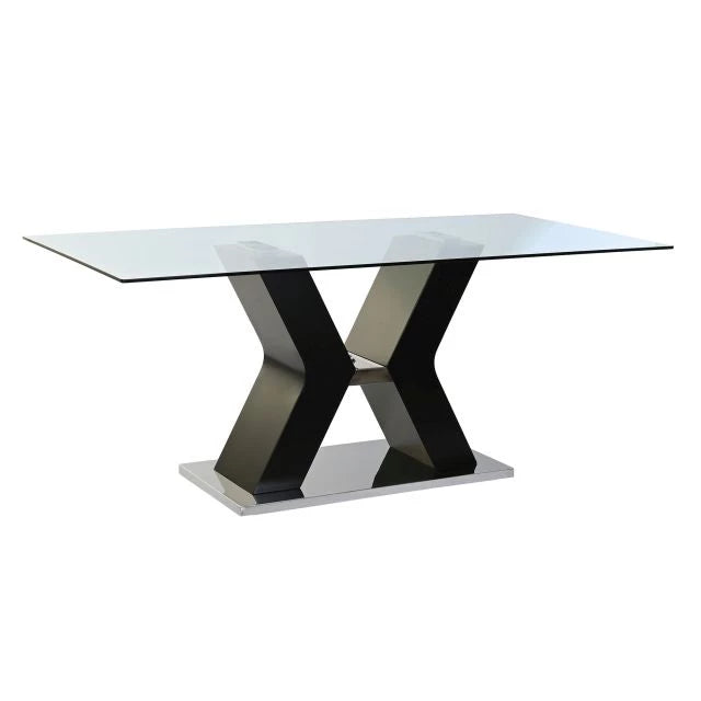 Modern Hőálló Üveg-MDF Asztal – 180x90x76 cm, Fekete