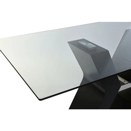 Modern Hőálló Üveg-MDF Asztal – 180x90x76 cm, Fekete