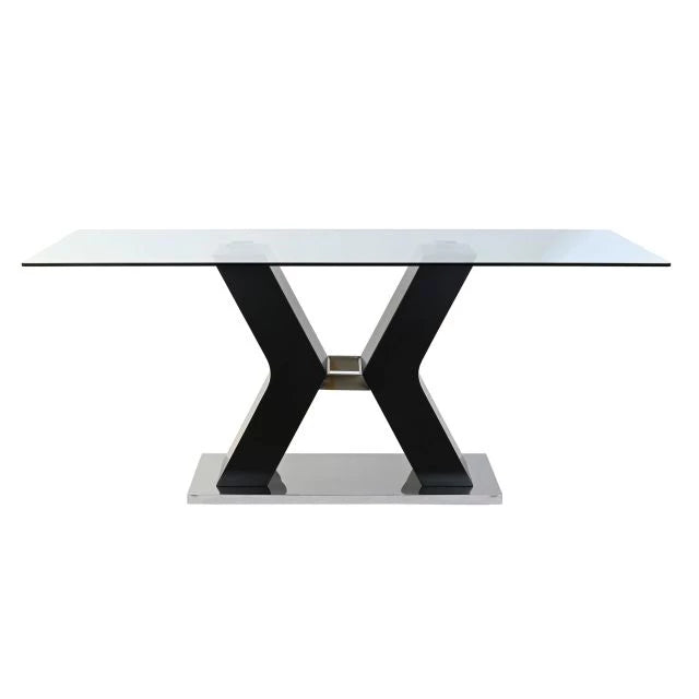 Modern Hőálló Üveg-MDF Asztal – 180x90x76 cm, Fekete