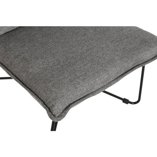 Szürke fotel párnával és fém lábbal