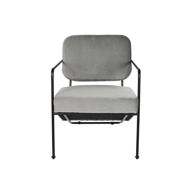 Szürke Poliészter Fotel Fém Vázzal – 62x76x76 cm
