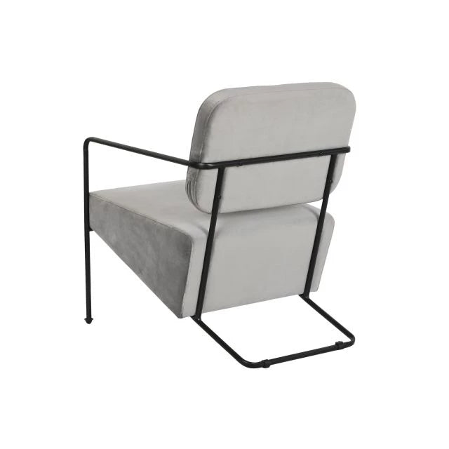 Szürke Poliészter Fotel Fém Vázzal – 62x76x76 cm