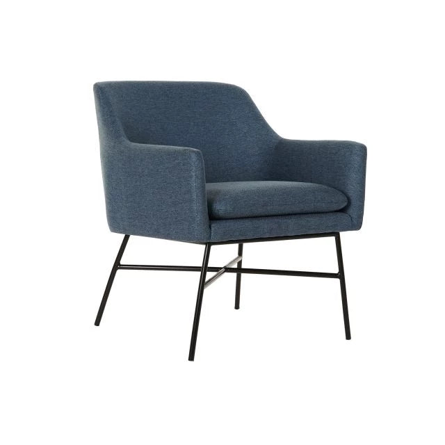 Modern Poliészter Fotel Fém Vázzal – Kék és Fekete, 66x62x75 cm