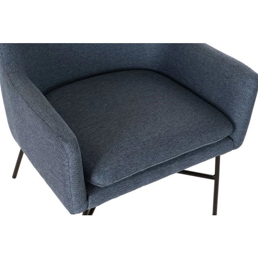 Modern Poliészter Fotel Fém Vázzal – Kék és Fekete, 66x62x75 cm