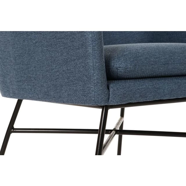 Modern Poliészter Fotel Fém Vázzal – Kék és Fekete, 66x62x75 cm
