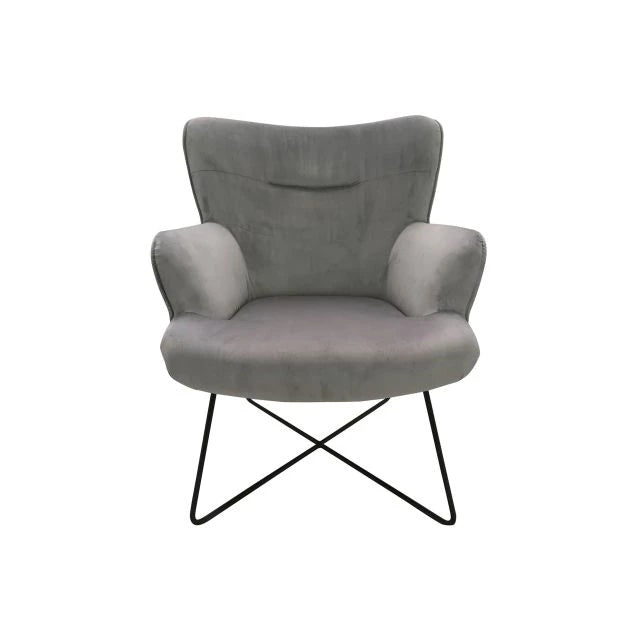 Modern Szürke Polieszter Fotel – 72x78x85 cm, Fém Vázzal