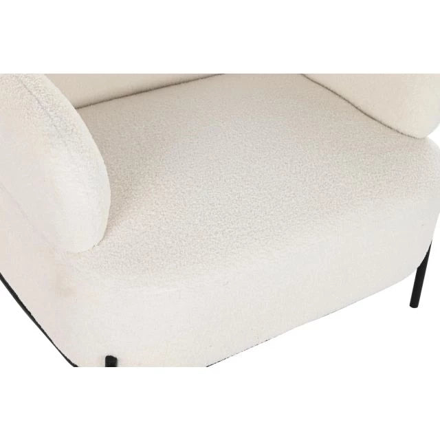 Modern Fehér Poliészter Fotel Fekete Fém Vázzal – 86x74x77 cm