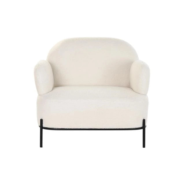 Modern Fehér Poliészter Fotel Fekete Fém Vázzal – 86x74x77 cm