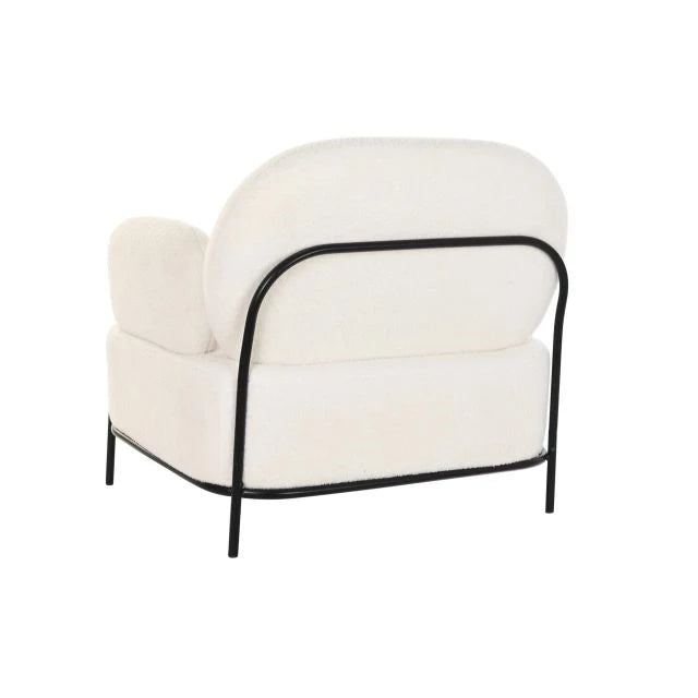 Modern Fehér Poliészter Fotel Fekete Fém Vázzal – 86x74x77 cm