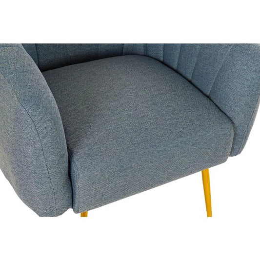 Elegáns Kék Poliészter Fotel Arany Fém Kerettel – 81x75x73 cm