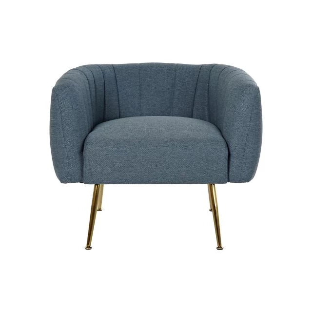 Elegáns Kék Poliészter Fotel Arany Fém Kerettel – 81x75x73 cm