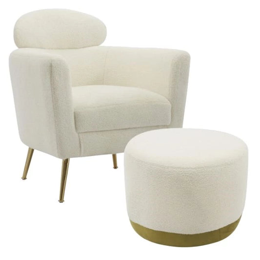 Krémszínű fotel szett láb tartóval