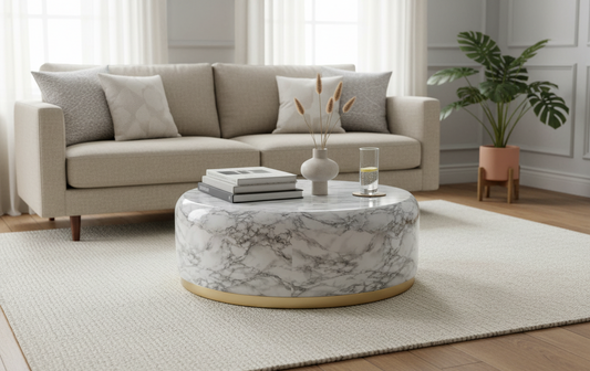 Márvány hatású dohányzóasztal – Fém