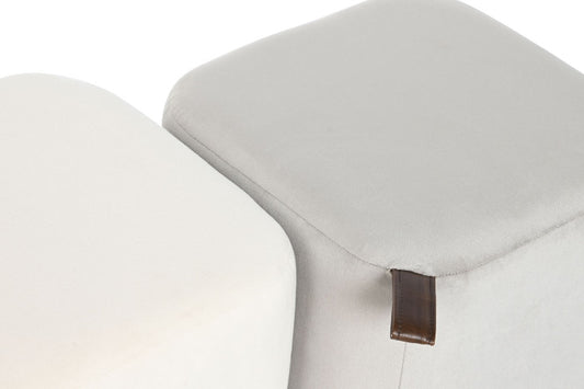 Bársony hatású Kocka lábtartó – Szürke/Bézs (2db)