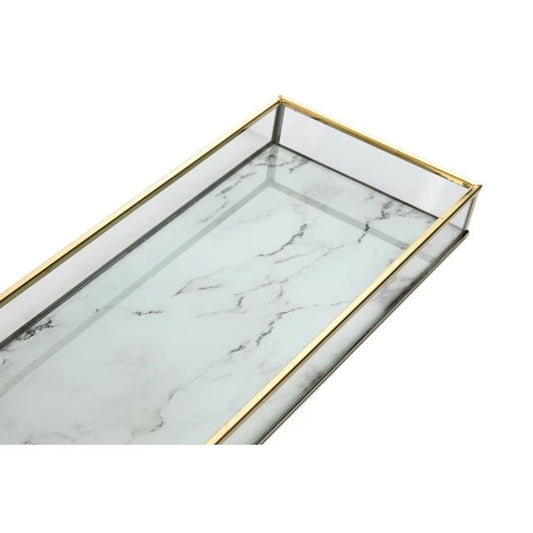 Dekoratív tálca szett – Arany & fehér (2 db)