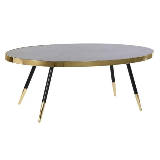 Luxus Arany és Fekete Acél-Üveg Dohányzóasztal (110x50x41,5 cm)
