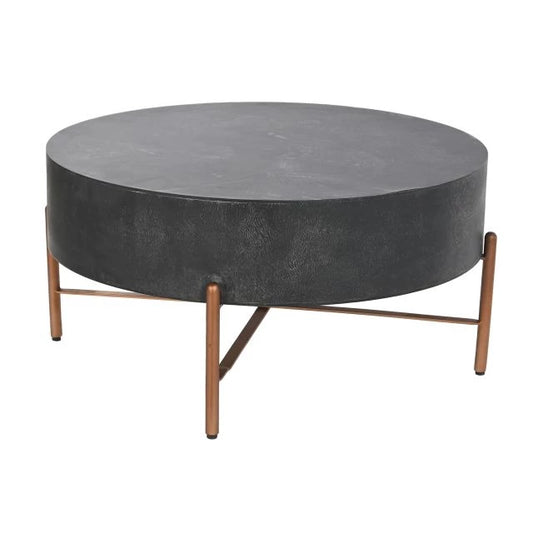 Fekete és Bronz Dohányzóasztal "90x90x45 cm