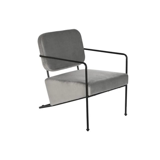 Szürke Poliészter Fotel Fém Vázzal – 62x76x76 cm