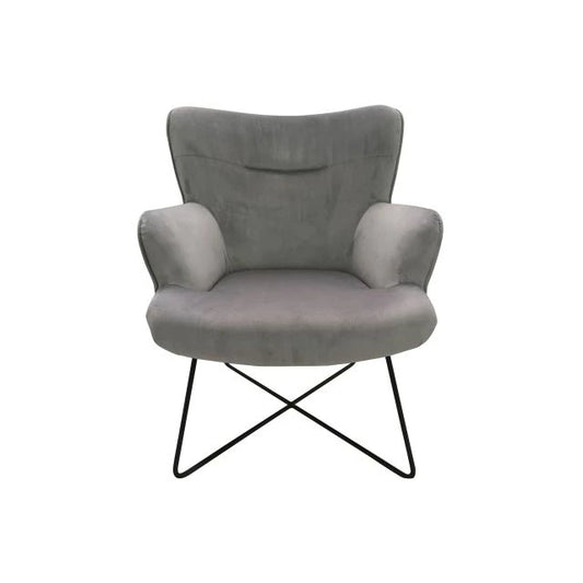 Modern Szürke Polieszter Fotel – 72x78x85 cm, Fém Vázzal