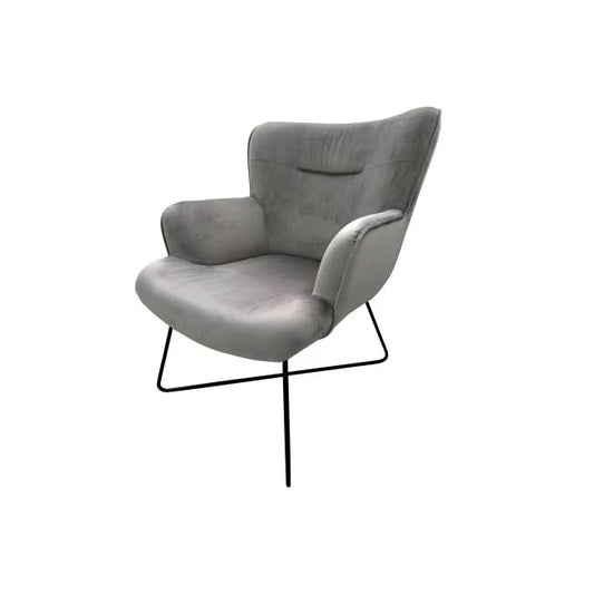 Modern Szürke Polieszter Fotel – 72x78x85 cm, Fém Vázzal