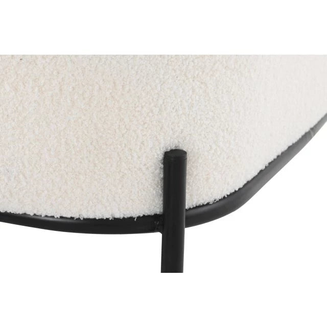 Modern Fehér Poliészter Fotel Fekete Fém Vázzal – 86x74x77 cm
