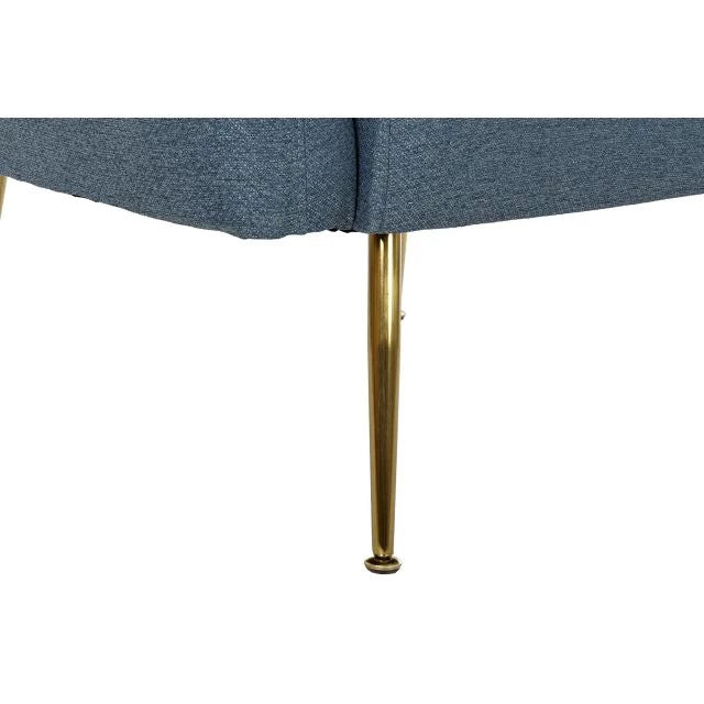 Elegáns Kék Poliészter Fotel Arany Fém Kerettel – 81x75x73 cm