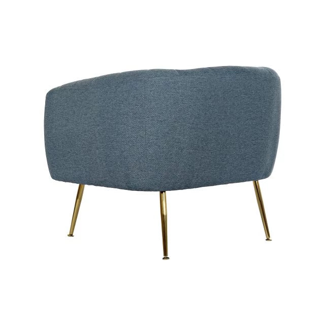 Elegáns Kék Poliészter Fotel Arany Fém Kerettel – 81x75x73 cm