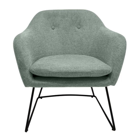 Modern Vászon Fotel Fém Vázzal – Menta és Fekete, 63x64x70 cm
