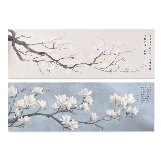 Japán Ihlette Vászonkép Szett – Természetes Fenyő Kerettel